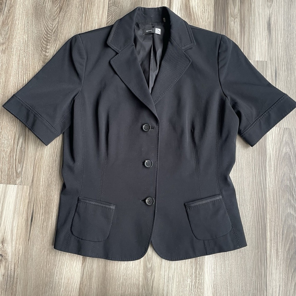 Saks Fifth Avenue Womens Black Short Sleeve Blazer Sz‎ 14 Whimsigoth Witchy Y2K